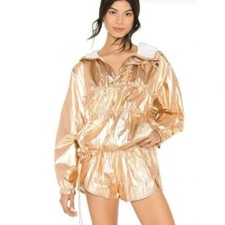 Free People Fp Movement Wind Jammer Jacket Hoodie Zipper Gold Rose X Small XS NW