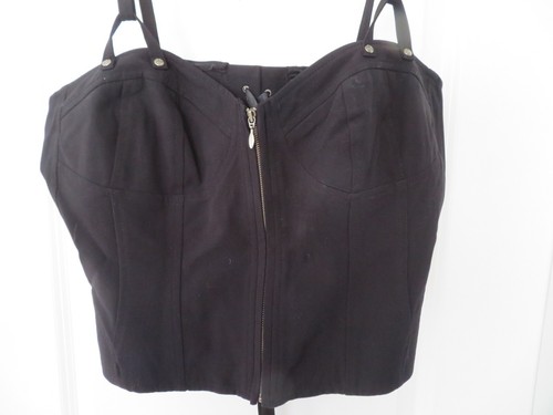 NWOT NEW BISOU BISOU 14 Black Bustier Corset Top Satin Ties in Back Zipper Front - Picture 5 of 8
