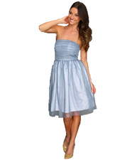 Donna Morgan ~ Blue Tulle Overlay Strapless Fit & Flare Party Dress 14 NEW $178