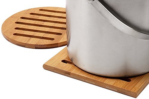 Natural Bamboo Trivet Mat Set Kitchen Wood Hot Pads Trivet Heat Resistant, 4 Pcs - Picture 8 of 8