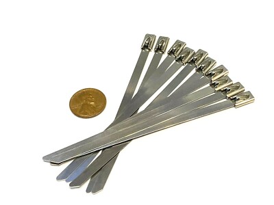 10 Pieces Stainless Steel Metal Cable Zip Ties Strap Locking Exhaust Header