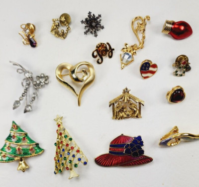 Lot of 16 Vintage Jewelry Hatpins and lapel pins some Avon unsure of stones