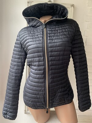 SAVE THE DUCK ULTRA LIGHT JACKET Damen-Jacke Steppjacke m. Kapuze Schwarz 1/S/36