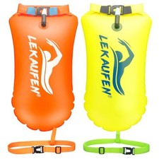 Swim Buoy for Open Water 2 Pack, 20L Swim Safety Float Waterproof Dry Yellow