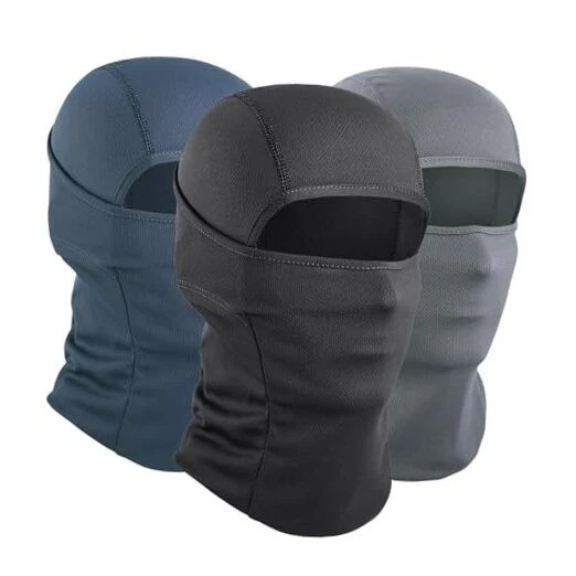 3 Pack Balaclava Ski Mask - Breathable UV Protection One Size #Black+grey+blue