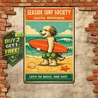 French Surf Dog Club Retro Tin Metal Sign 8x12 Vintage Wall Decor