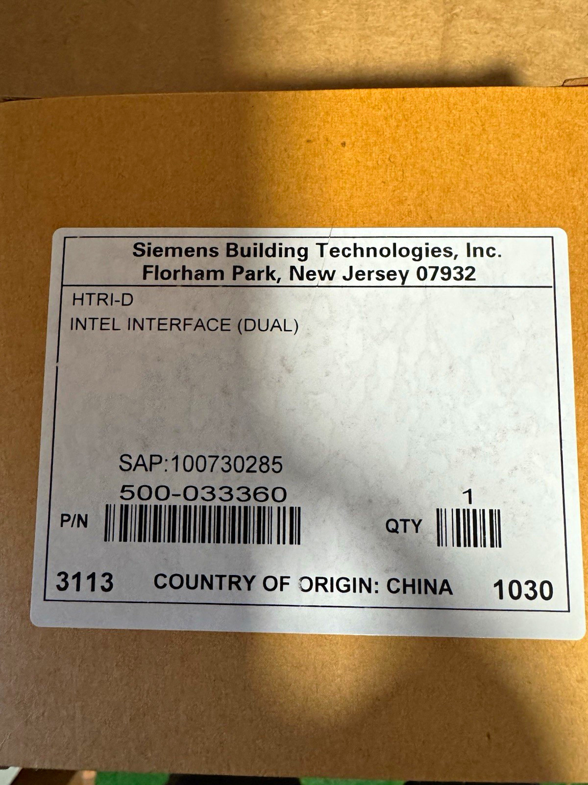 Siemens, HTRI-D, Dual Intel Interface Module, P/N 500-033360