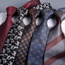 Classic Formal Business Men's Tie 8cm Striped Jacquard Wedding Necktie with Box