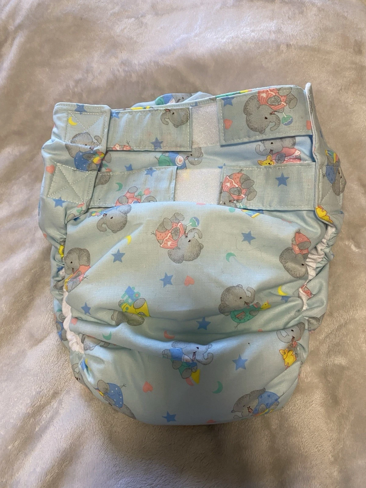 Adult baby Cloth Diaper (dependeco SMALL Blue Baby Elephants)
