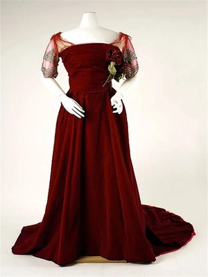 1900s Historical Victorian Red Vintage Bustle Duchess Wedding Dress Civil War