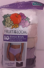 Fruit Of The Loom Women's 10 Solid Colored Cotton Briefs Size 9 - New.   51.2 
