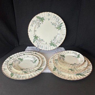 Four 3-piece place settings Royal Worcester 'Valencia' gold trim dinnerware
