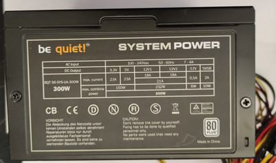 300 Watt Be Quiet! BQT S6-SYS-UA-300W PSU ATX Netzteil Power Supply 2x SATA