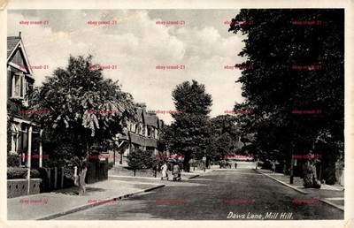 Daws Lane Mill Hill Postkarte 8. April 1945 verschickt handgeschrieben Straßenszene UK