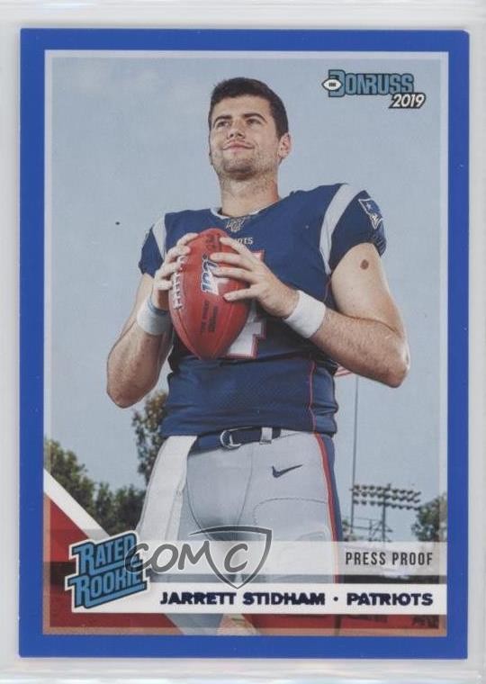 2019 Panini Donruss Rated Rookie Press Proof Blue Jarrett Stidham #307 0n3k