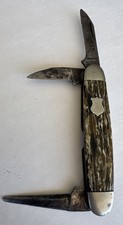 Vintage Winchester Stag Pocket Knife Made in USA Two Blade