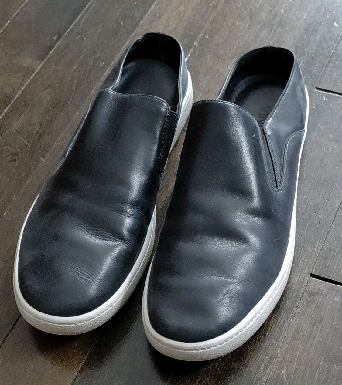 Vince Black Leather Slip-On Comfort Casual Shoes Round Toe Size 8.5 EU 38.5