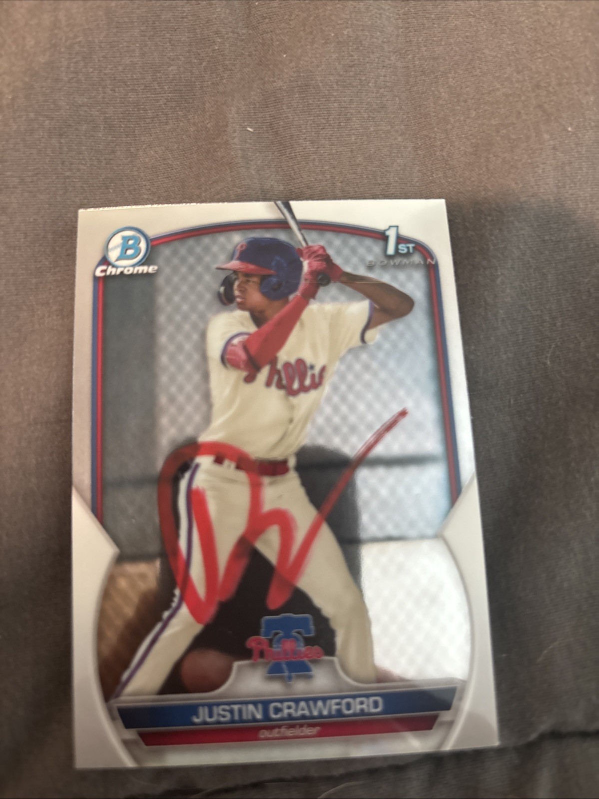 2023 Bowman Chrome Signed  Justin Crawford Chrome Auto 1st #BCP-3 Phillies GTP