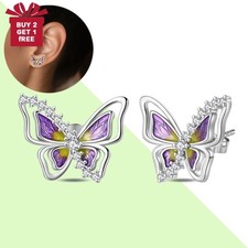 PANDACH 925 Sterling Silver Tiny Butterfly Stud Earrings For Women Jewelry Gifts