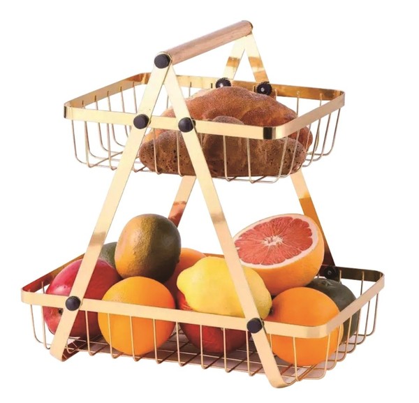 Obstkorb Obst-Etagere Brotkorb Obstschale 2 Etagen Metall Cheffinger CF-DR06-image