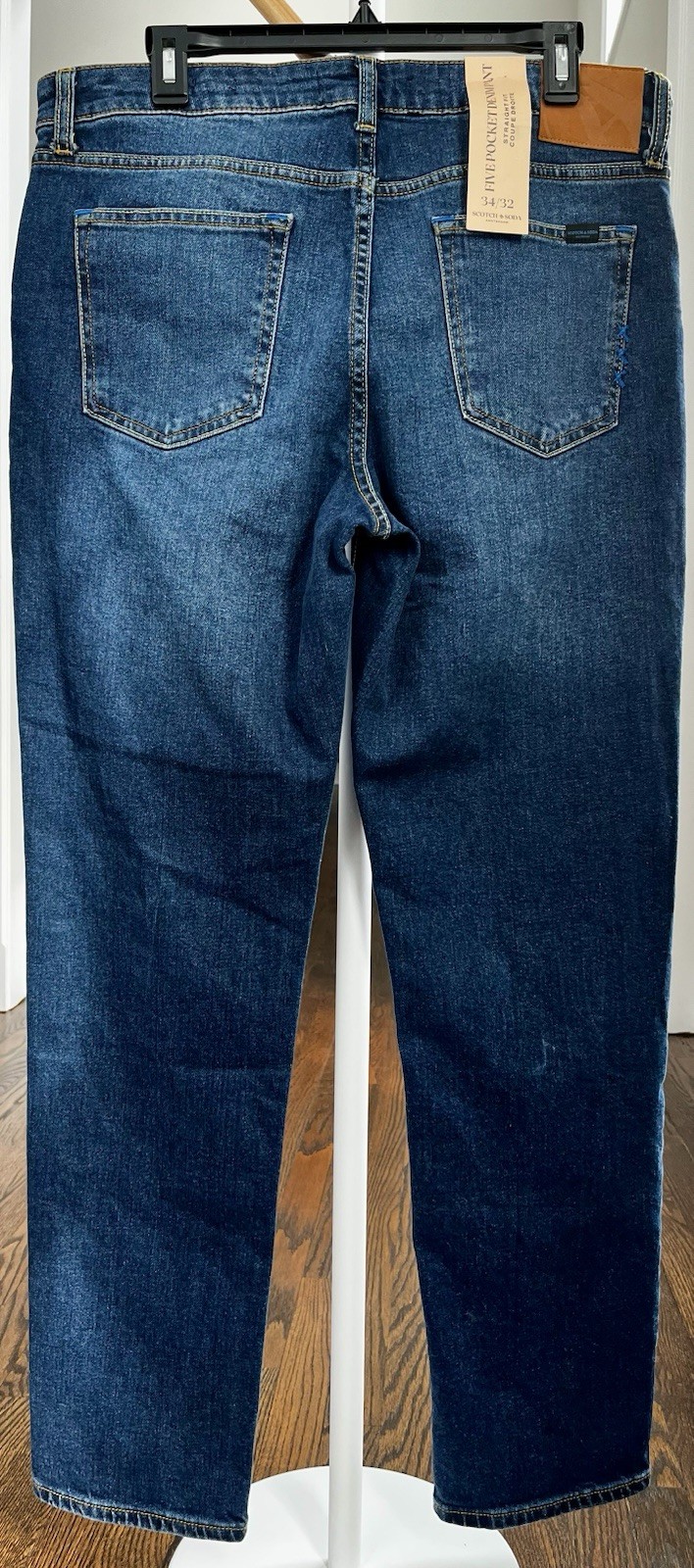 Scotch & Soda Men's Straight Leg 34x32 Stretch Van Horn Dark Blue Jeans New thumbnail 2