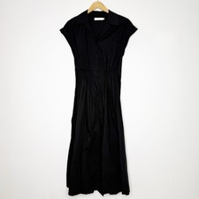 Seafolly Australia Black Button-Front Midi Dress with Waist Tie – Size XS