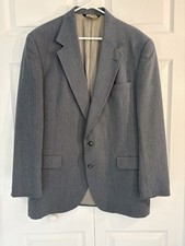 Vintage L.L. Bean Gray Herringbone Wool Blazer Sport Coat Jacket 44L Made in USA
