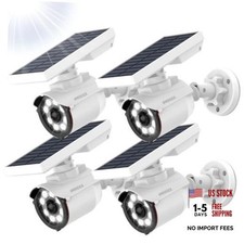 Solar Powered Outdoor Wireless Simulated Cameras Fake Camera Wire Free 4-Pack