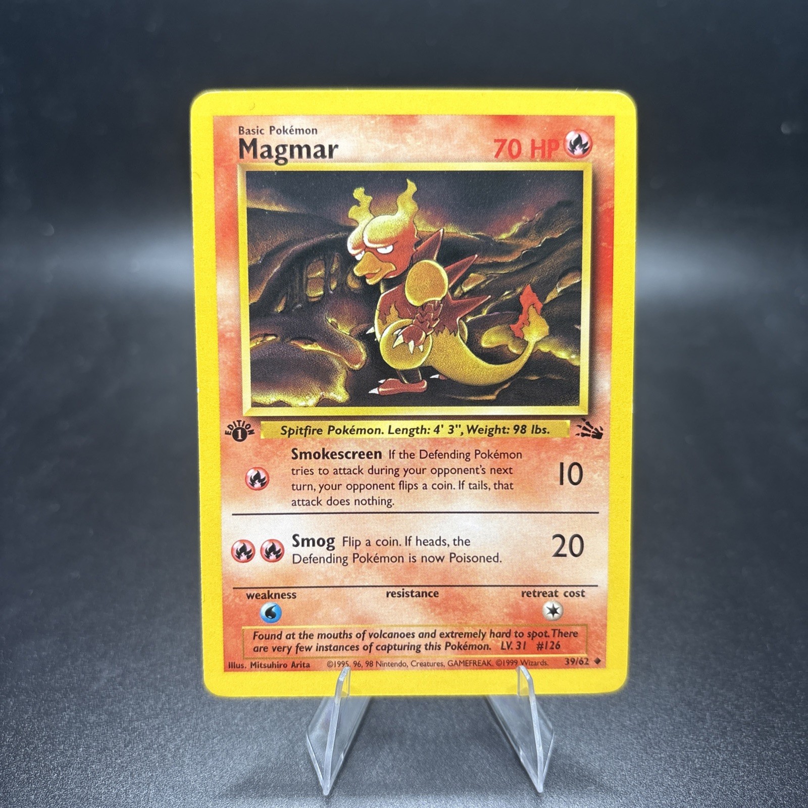 Pokémon TCG Magmar Fossil Card 39/62  1st Edition Uncommon Near Mint, NM -j