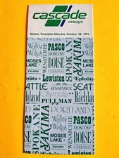 CASCADE AIRWAYS Timetable October 28 1979  with route map