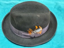 Vintage Mallory Torino Quality Felt Fedora Hat Men  s Sz 7 Dark Grey w/ Band