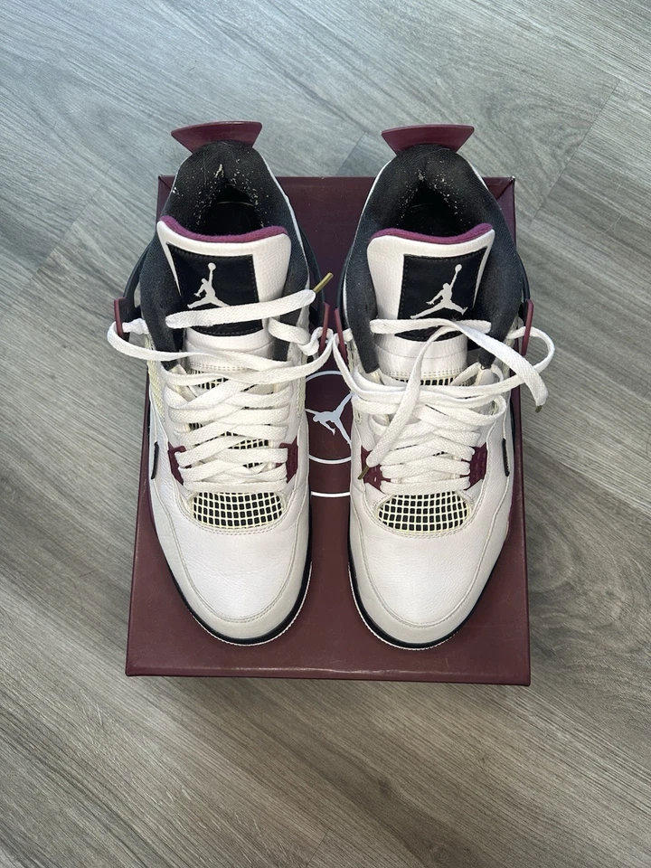 Talla 12 - Jordan 4 Retro x Paris Saint-Germain Burdeos PSG 2020 Foto 3 de 4