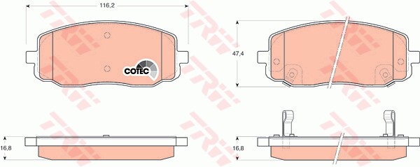 TRW GDB3369 Bremsbelagsatz, Scheibenbremse FüR Dodge, Hyundai, Kia, Naza-image