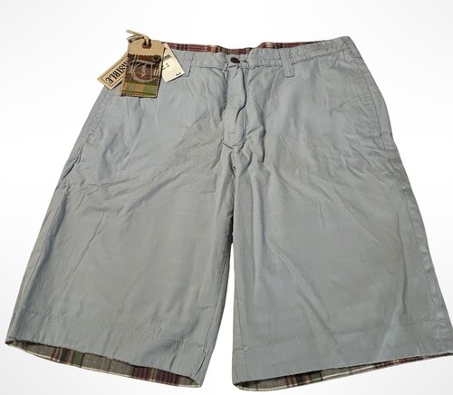 NWT $98 Nordstrom Mens Blue Flat Front Chino Shorts SZ 32 Faded Stripes Reverse - Picture 5 of 5