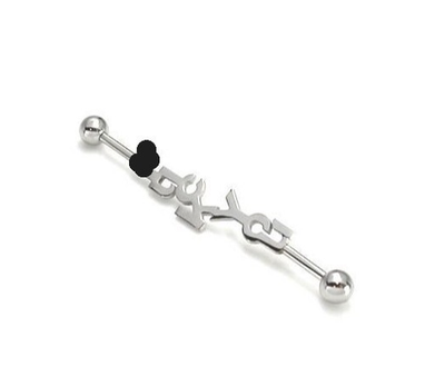 #ad 2 14g Industrail Barbell 1.75 Inches *uckyou Vertical Horizonal Straight Gift $14.89