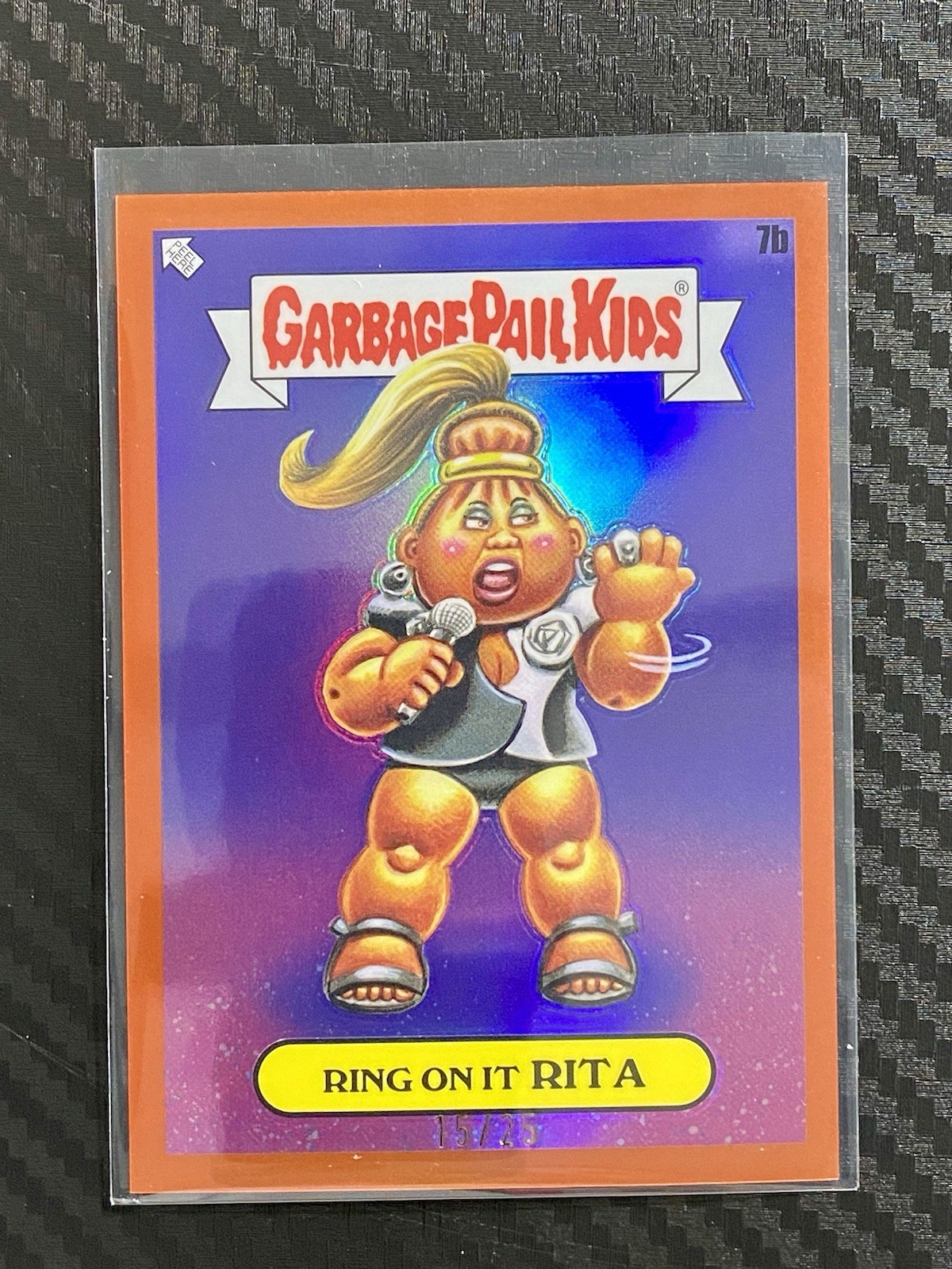 2024 Topps Garbage Pail Kids Chrome 7 Ring On It Rita #7b Orange Parallel /25