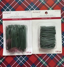 2 Size Lot Ashland 1 Small  1 Large Green Christmas No Show Ornament Hooks 240