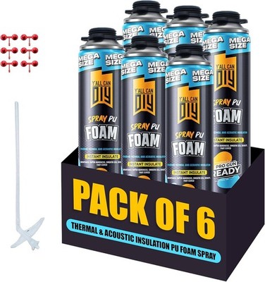 Y allCanDiy Closed Cell Spray Foam Insulation (6 Pack - 36.6 oz)   DIY Expanding