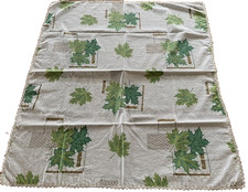 Vintage 31" x 34" Maple Leaf Decorative Tablecloth with metallic accents