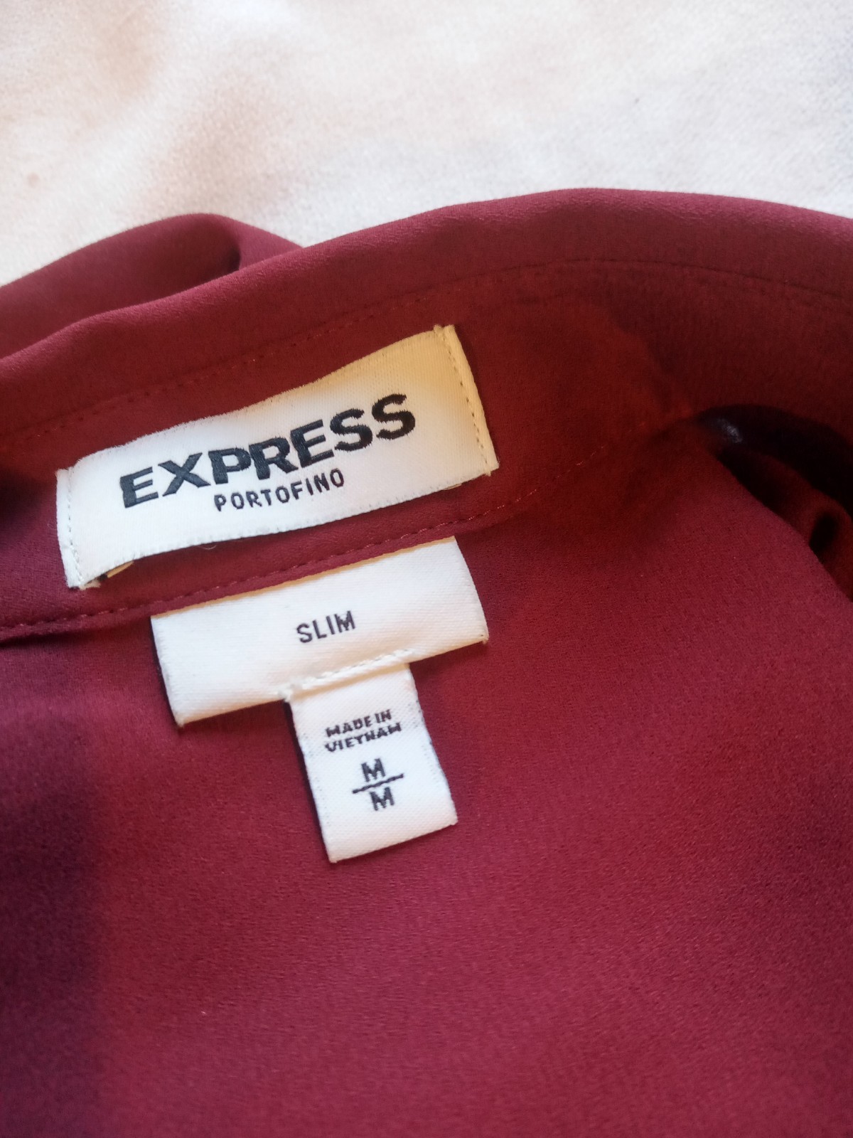 Express Blouse Button Down Burgundy Long Sleeve M - image 4