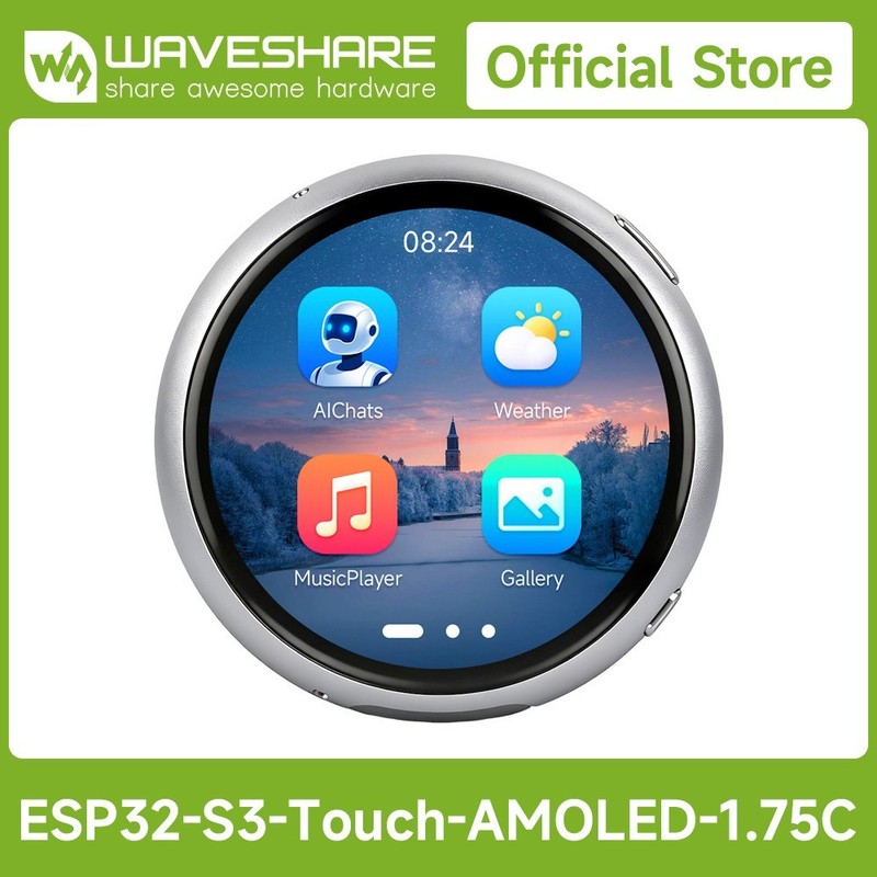 Waveshare ESP32-S3 1.75inch AMOLED Round Touch Display Development Board 466×466