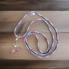 Handmade Purple  Teal Glass Bead Phone Lanyard  Suicide Awareness...10 OFF