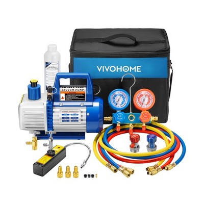 VIVOHOME 110V 1/3 HP 4CFM Single Stage Rotary Vane Air Vacuum Pump and R134a ...