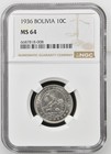 Bolivia 10 Centavos 1936 NGC MS 64