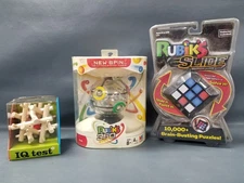 3 NIOB Brain Teaser Puzzles Some Vintage - Rubiks Slide + Rubiks 360 + IQ Test