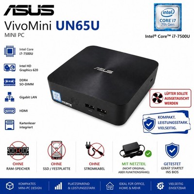  ️ ASUS VivoMini UN65U Mini PC | Intel Core i7-7500U | Ohne RAM & SSD #A43