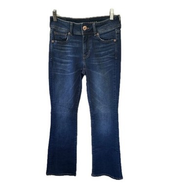 American Eagle AEO Super Stretch Dark Wash Kick Boot Denim Jeans 4 Short