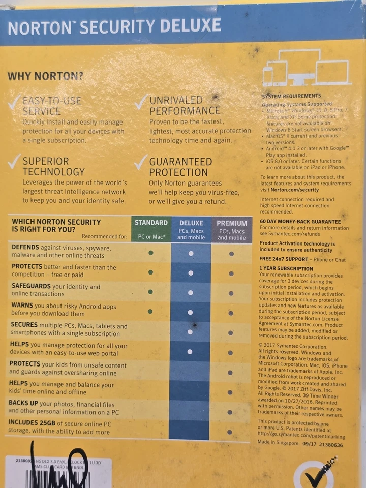 Norton Security Deluxe, 3 Device for Windows/Mac/Andriod/iOS [Boxed] - Image 3 of 4