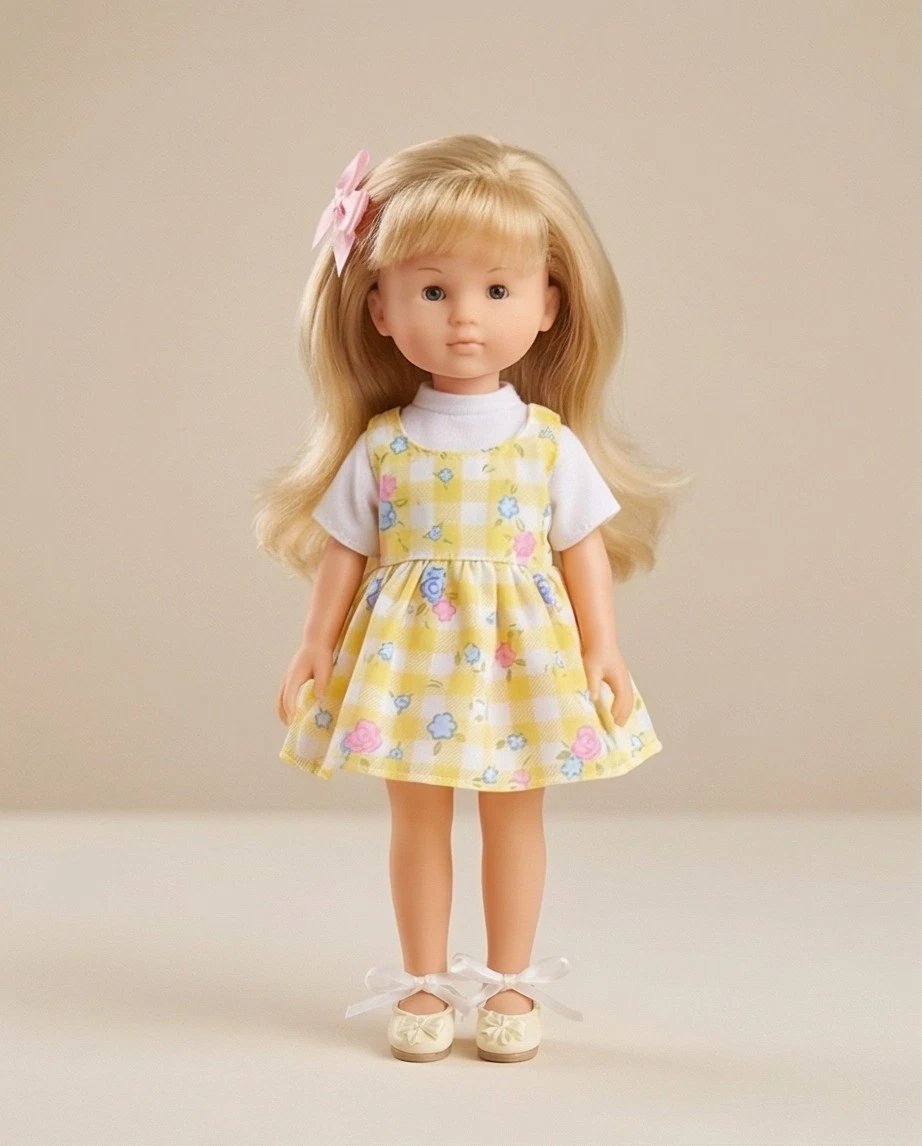 Tenue Pour Poupée Corolle Les Chéries - Robe Et Gilet Jaunes - Taille 33cm - Neuf