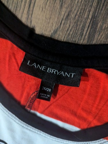 Lane Bryant Black White & Orange Striped Shark Bite Jersey Dress Size 26/28 Plus - Picture 3 of 11